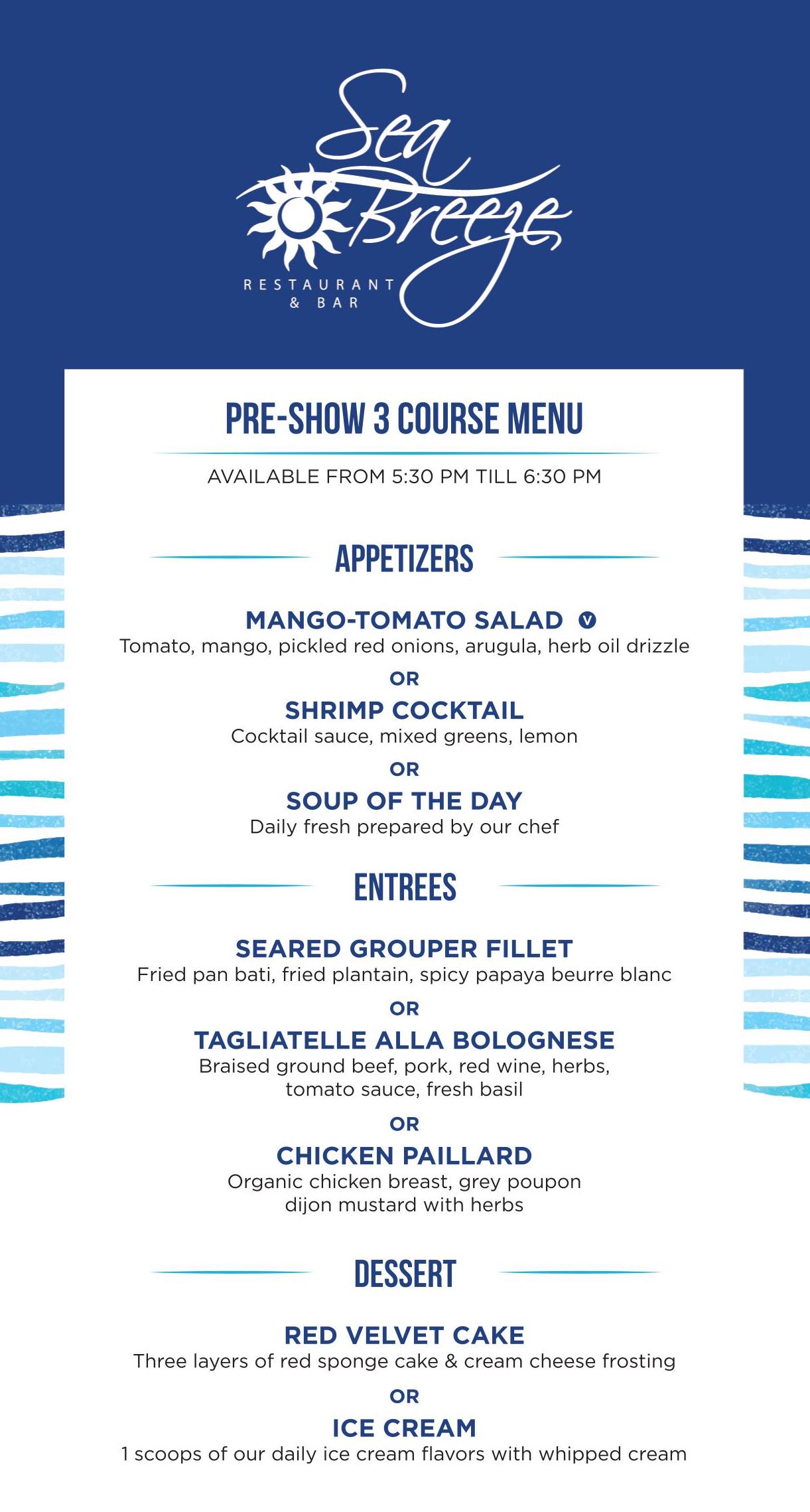 Seabreeze Restaurant and Bar Menu Aruba Ray's, Aruba